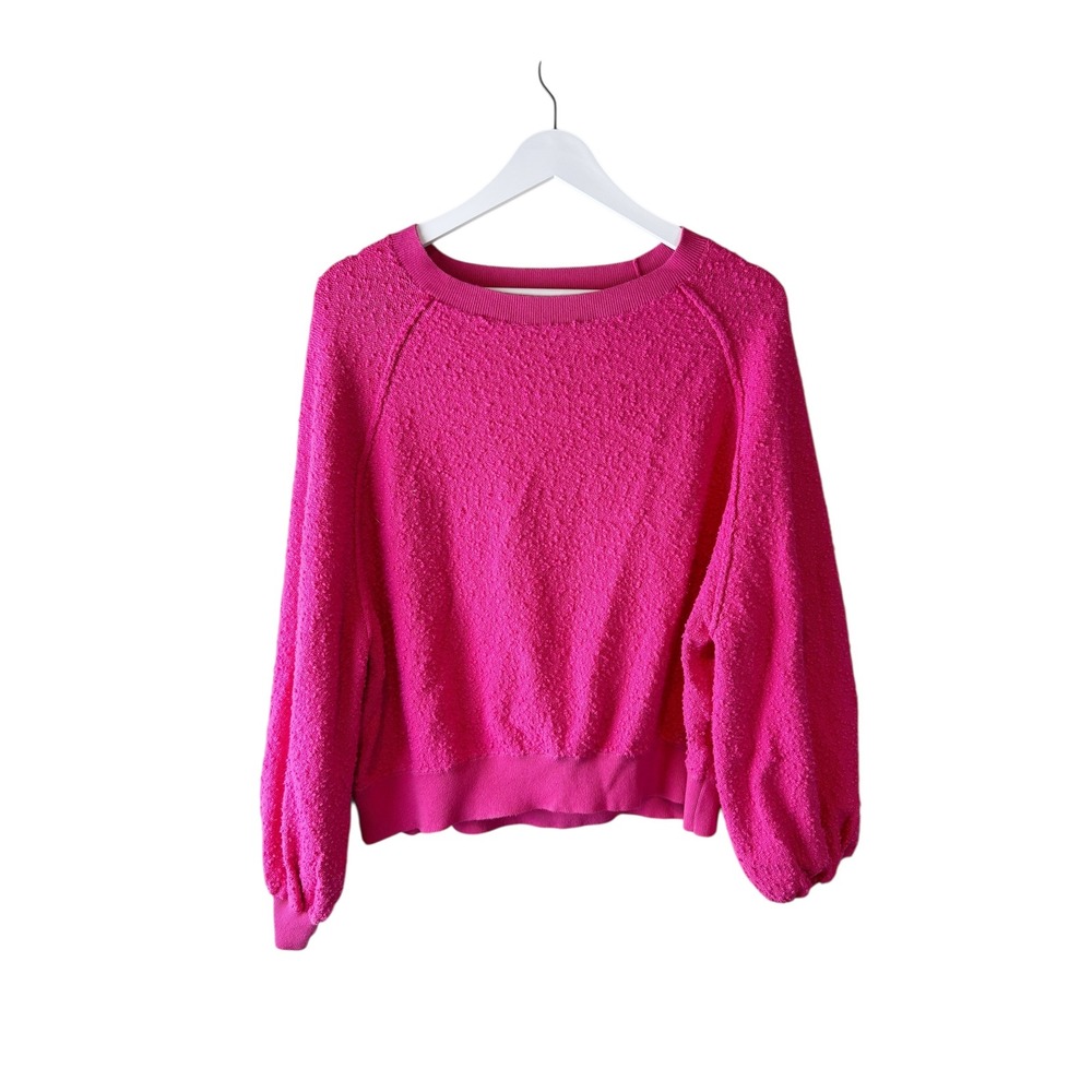 Free People Found my friend Textured Crewneck Sweatshirt Pink Balloon Sleeve M